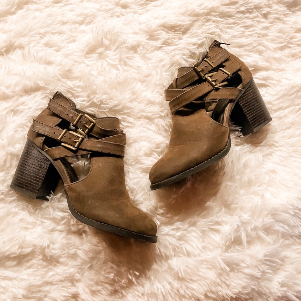 Cutout Buckle Booties